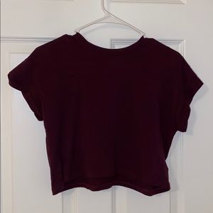 H&M crop top burgundy short sleeve